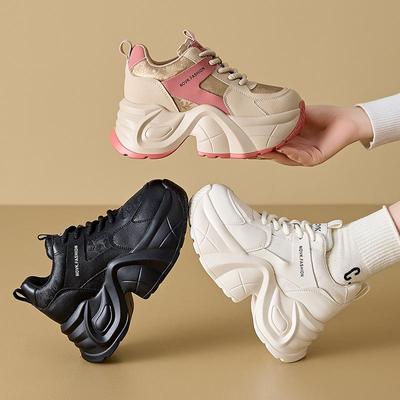 Женские повседневные кроссовки премиум-класса из натуральной кожи, увеличивающие рост, 2024 г.