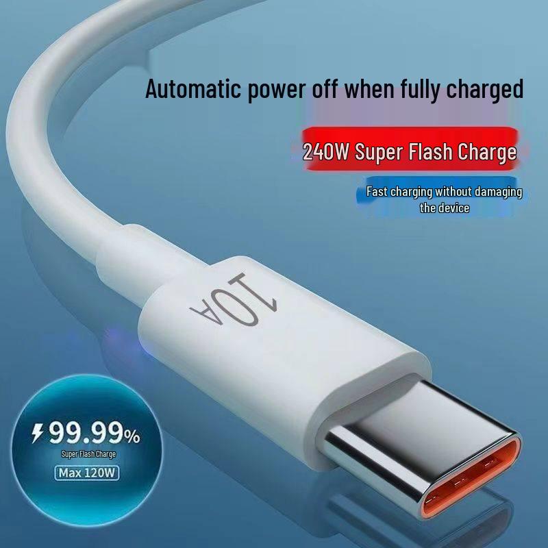 Сверхбыстрый кабель для передачи данных 10A 240W Flash Charge для телефонов Huawei, Vivo, Xiaomi, OP, Honor
