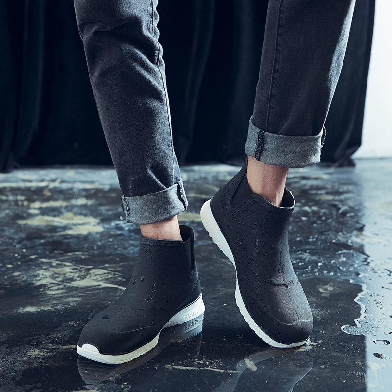 Fashion Rain Shoes for Lovers Rubber Shoe Platform Ankle Boots Autumn Winter Slip On Booties Boots for Men Waterproof Work Botas