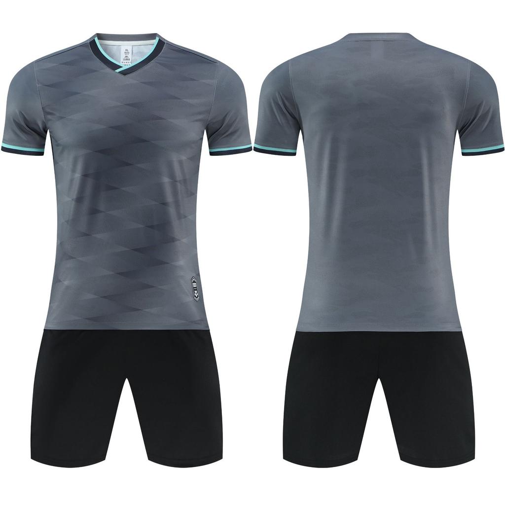 Cross-border spot 2026 high-end football training clothes, children's short-sleeved summer competition clothes, double-sided pocket football clothes.