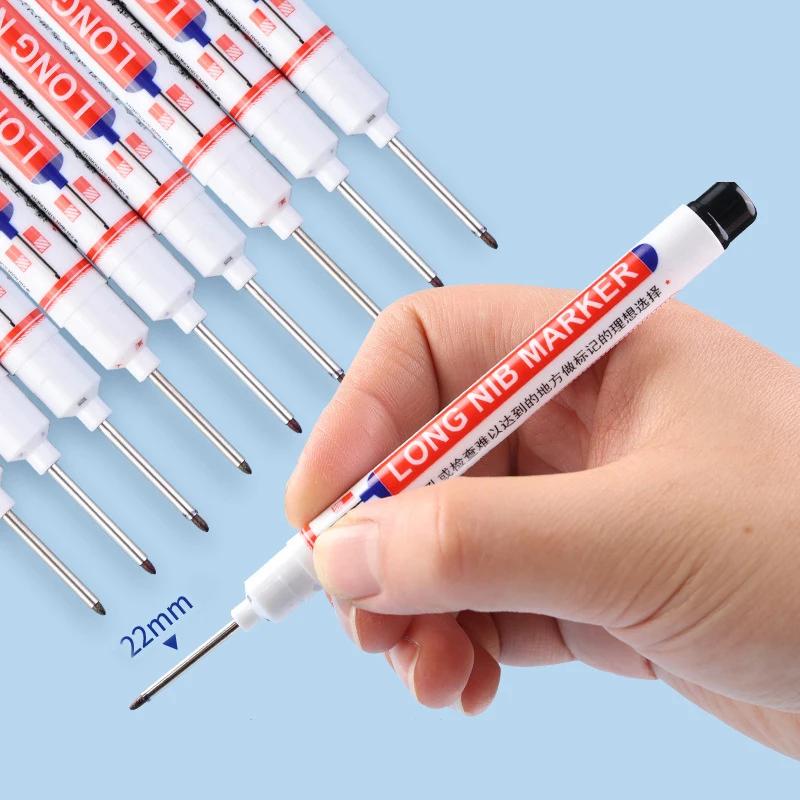 6Pcs/Set 20MM Long Nib Markers Deep Hole Head Four Color Waterproof Marker Pens For Woodworking Metal Marker Tools Art Supplies