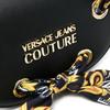Versace Jeans Couture Logo Print Scarf Tie Flap Leather Saddle Bag Women Shoulder Bag Black 74VA4BAB-ZS467-899
