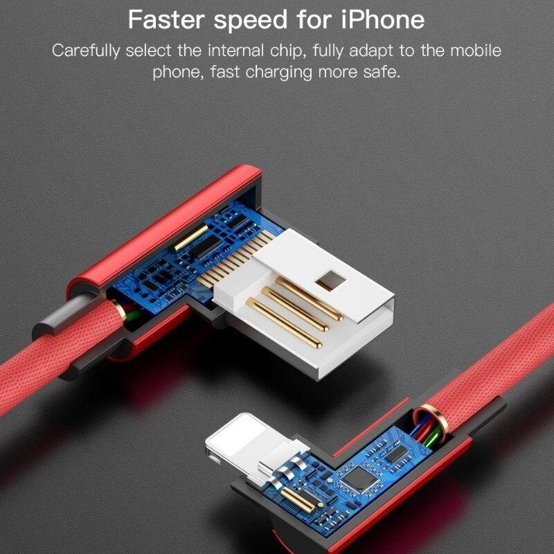 1M/2M/3M 90-градусный кабель Lightning для быстрой зарядки Iphone, шнур передачи данных