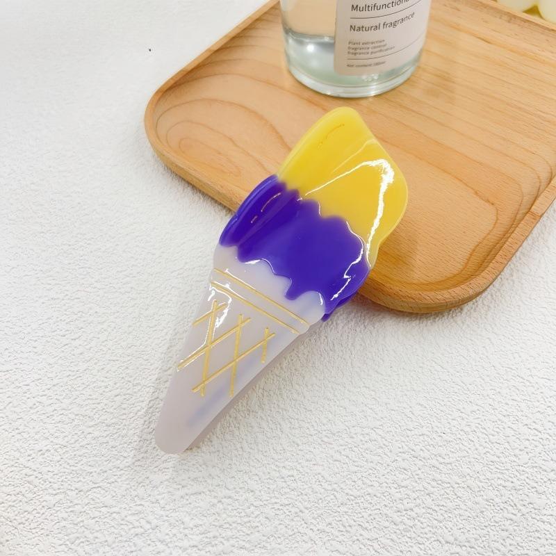 Korean Summer Ice Cream Hair Claw – Acetate Shark Clip, Creamy Cute Style for Beach & Everyday Hair Accessories
