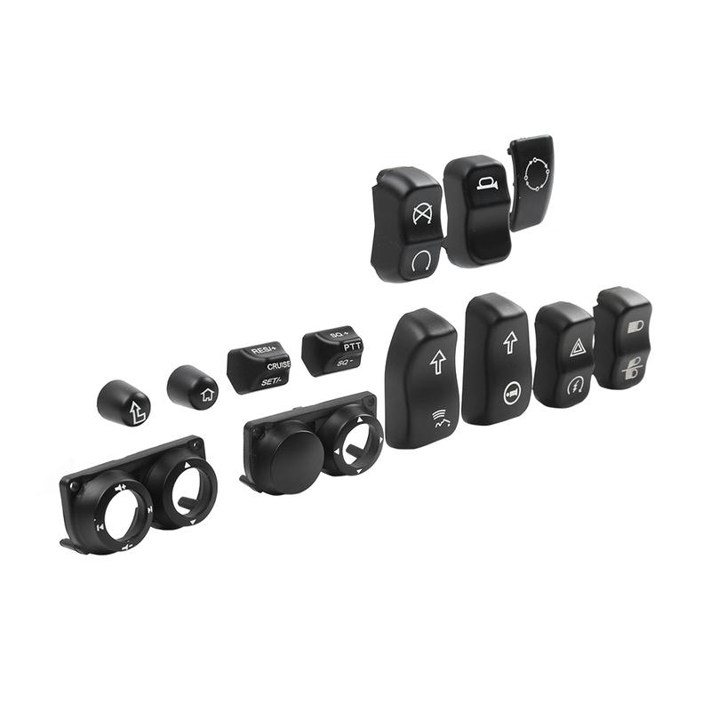 Motorcycle ABS Hand Control Menu Cover Switch Housing Button Cap 13Pcs/Set For Harley Touring FLHTC FLHX 2014-up Black