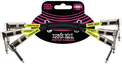 ERNIE BALL 6050 Патч-кабель 3 шт. 6 дюймов ПАТЧ-КАБЕЛЬ 3 шт. Черный [Оригинальный продукт] УГОЛ/УГОЛ 15,24 см