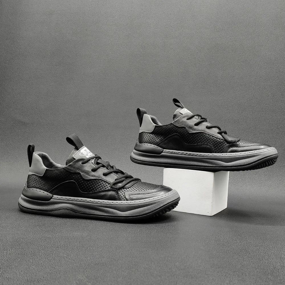 Высококачественные кроссовки на плоской подошве из натуральной кожи для мужчин, дышащая повседневная обувь для отдыха на открытом воздухе, мужская обувь на платформе, теннисные туфли для мужчин