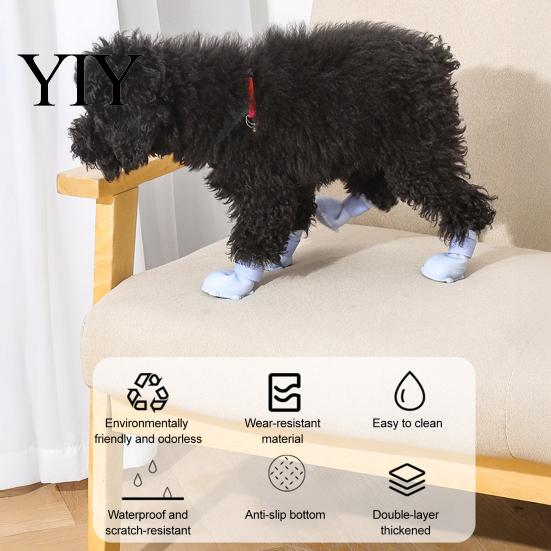 Comfortable Paw Protection for Cats 4Pcs Waterproof Dog Shoes, Rain Boots with Skid-resistant Soles, Adjustable Winter Snow Pets Protectors,