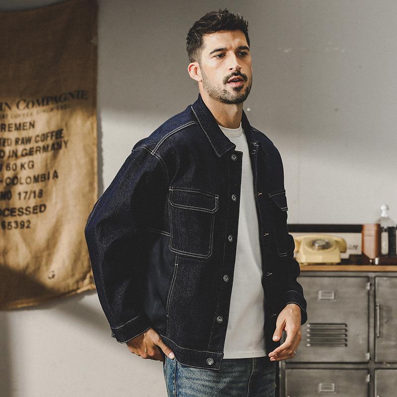 Jay Leno American Classic Active Dye Non-Fading Denim Jacket Men'S Loose Trend Handsome Tooling Jacket