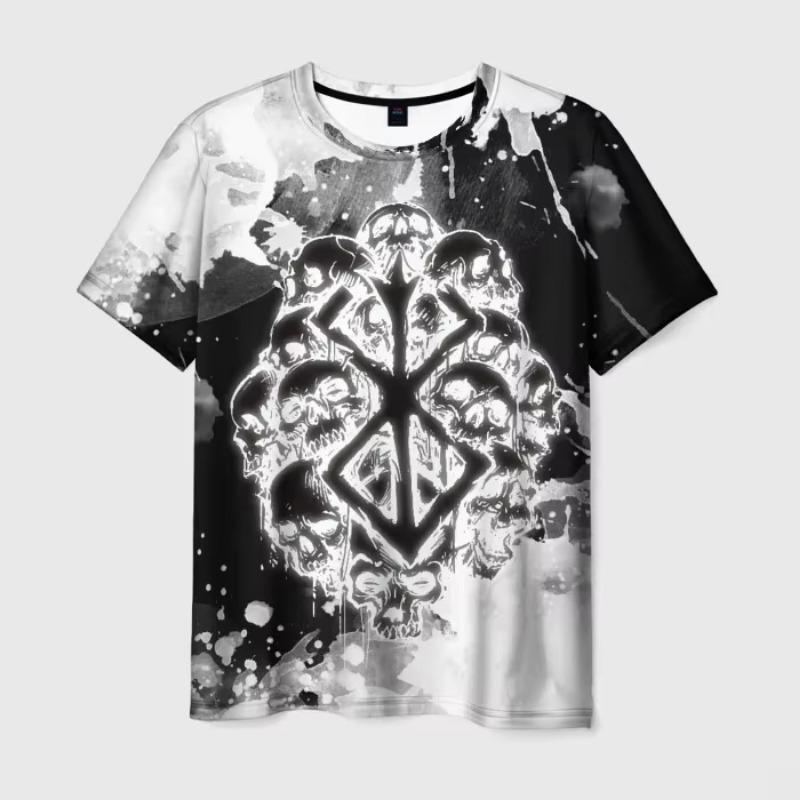 Футболки с принтом аниме Berserk Guts 3D для мужчин/женщин, стильная футболка Harajuku, повседневная детская футболка с коротким рукавом