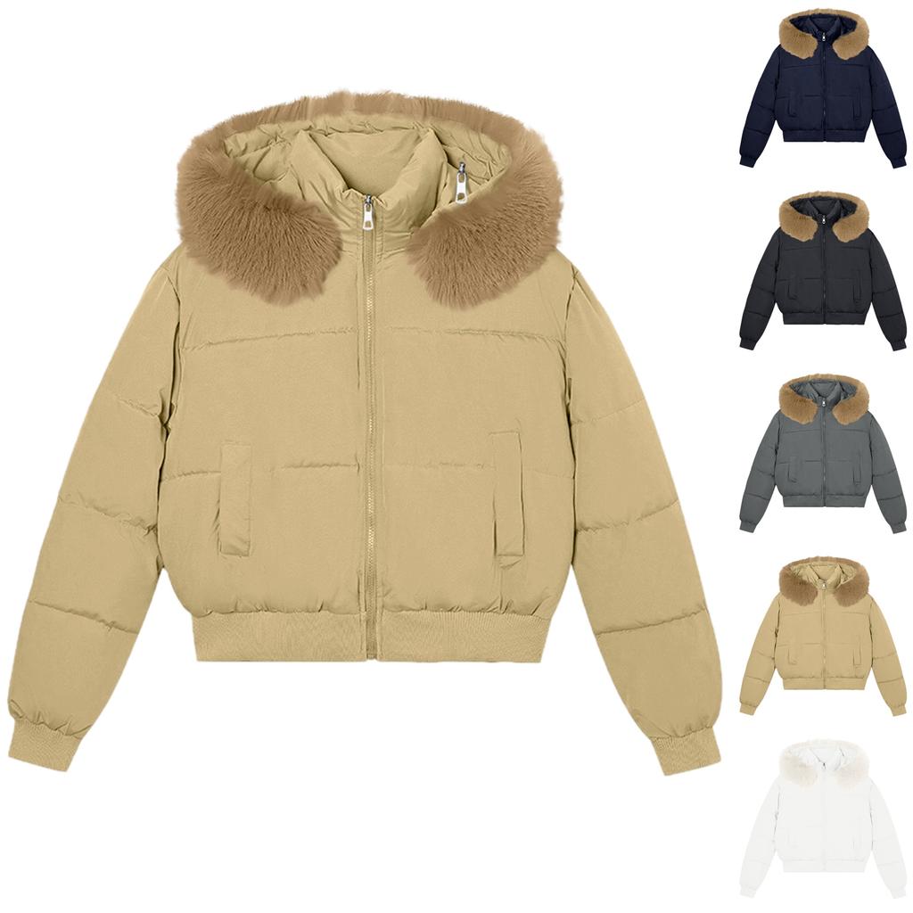 Женская зимняя куртка с капюшоном, короткая, на хлопковой подкладке