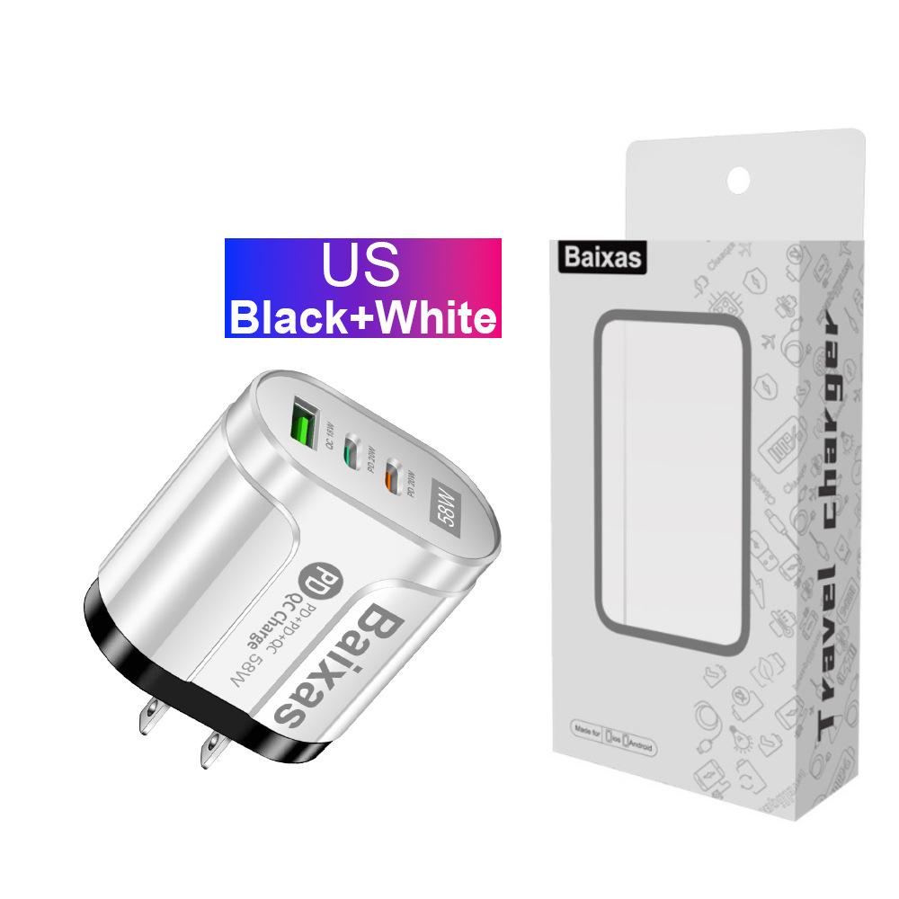 Двойное быстрое зарядное устройство 58 Вт с 2 портами PD + QC3.0 - Штекеры EU, US, UK, AU