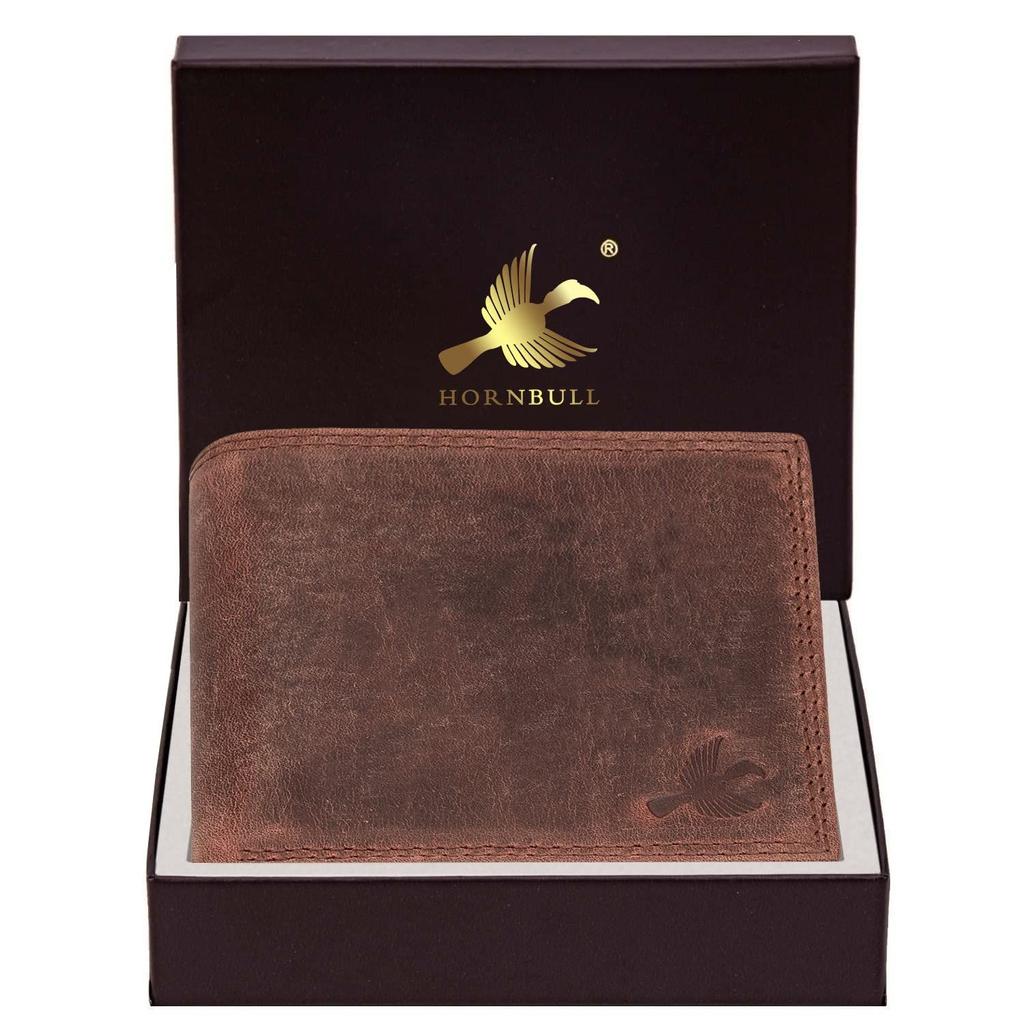 Мужские кожаные коричневые винтажные RFID-кошельки Stella