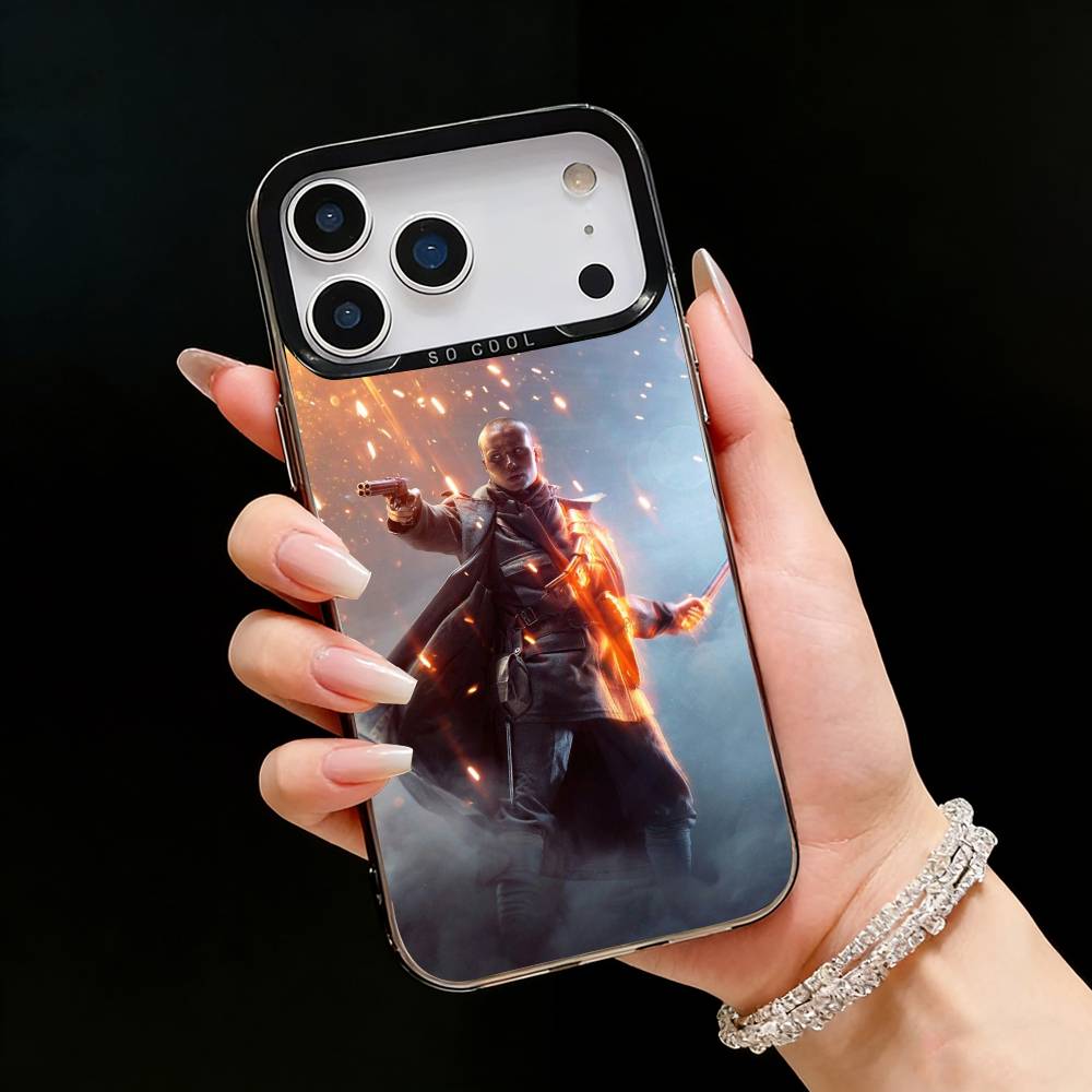Чехол для телефона B-Battlefield 6 для iPhone17, 16,15,14,13,12 Pro Max Черный Конфетный Матовый Ударопрочный Чехол