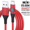 Высококачественный 1 шт. USB на Type-C кабель 60 Вт Быстрая зарядка Зарядное устройство Провод Светодиодный дисплей Для Samsung Ноутбука USB C Шнур 1М 2М 3М