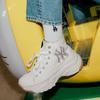 New MLB Chunky High Anti Slip Wear Resistant High Top Canvas Shoes Unisex White 32SHU1111-50I