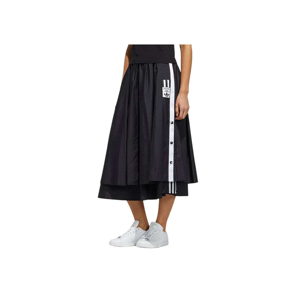 Adidas Оригинальная спортивная юбка-миди Adibreak из тафты с подкладкой, на пуговицах сбоку, свободная, женская, черная HC6566