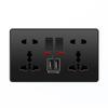 Depoguye Black 13A Universal UK USB Socket, Розетка с USB для дома, Стандарт ЕС Спальня Кухня Настенная розетка AC110V-250V