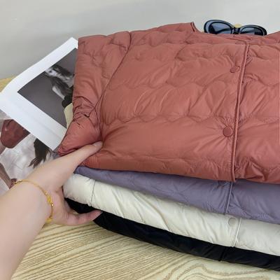 Мягкий волнистый пуховик с длинными рукавами из белого утиного пуха, женская короткая куртка, двусторонний тонкий простой топ