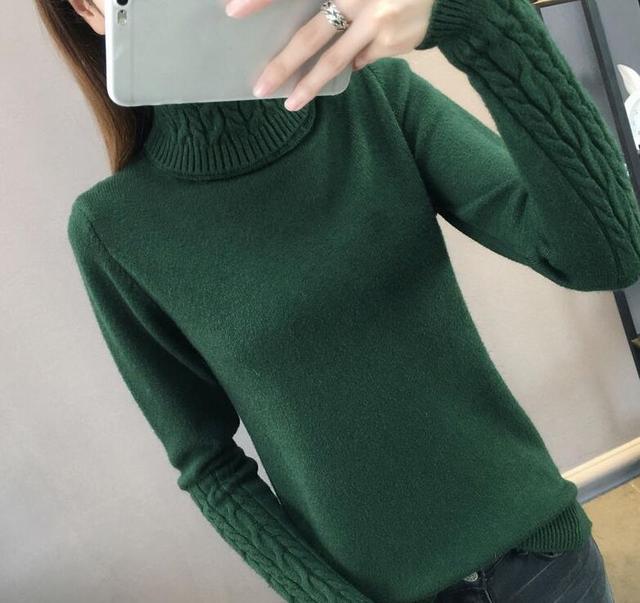 Knitted Sweater Women Autumn Winter Korean Turtleneck Long Sleeve Pullover Female Pink Knitwear