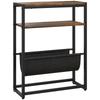 Narrow Side Table, End Table with 3-Tier Storage, V-Shaped Magazine Holder for Living Room, Bedroom, 43 x 18 x 56 cm, Ru