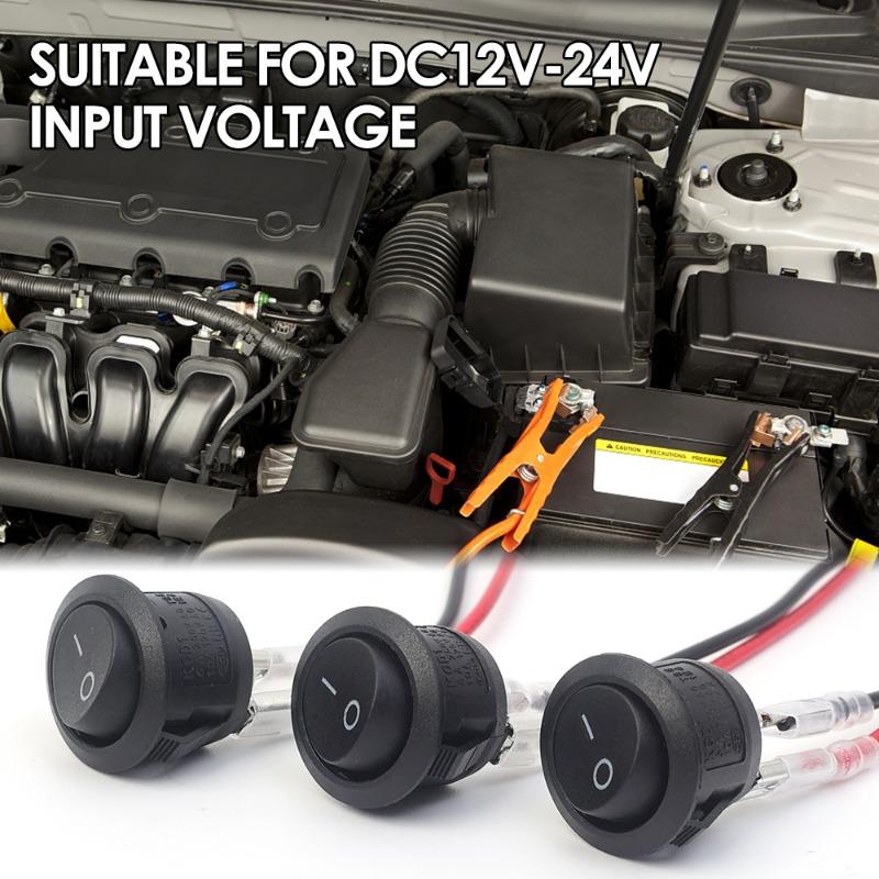 Провод для переключения передач автомобиля DC12V-24V ON/OFF, круглый кулисный переключатель для лодки, 2-контактный кнопочный переключатель SPST для автомобилей, автофургонов, лодок