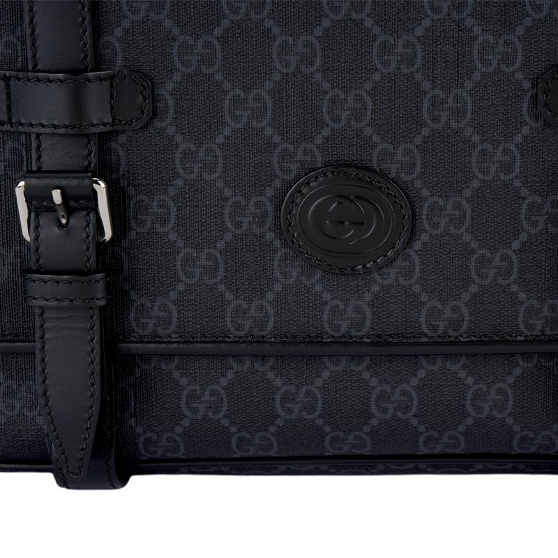 Gucci GG Monogram Canvas Messenger Crossbody Bag In Black For Men Daily Use