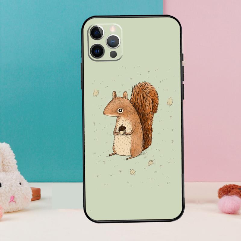 Cartoon Animal Squirrel Phone Case For iPhone 17 Air 16 15 13 12 11 14 Pro Max 12 13 mini 15 16 Plus 16e Cover Coque