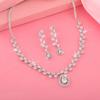 Estele Rhodium Plated Pear and Marquise Zircon Necklace Set for Women