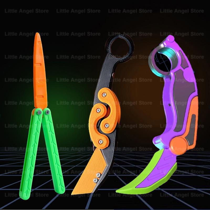 Новый 3D печатный гравитационный коготь-нож, игрушка для снятия стресса, бабочка, Непоседа, захват для рук, сенсорная игрушка, складной нож-коготь, редис для подарка