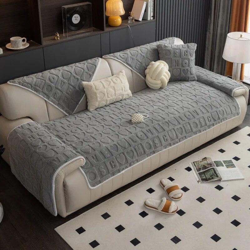Мягкий бархатный чехол для дивана для гостиной, короткий плюшевый диван-полотенце, L-образные секционные чехлы для диванов, теплый защитный чехол для дивана