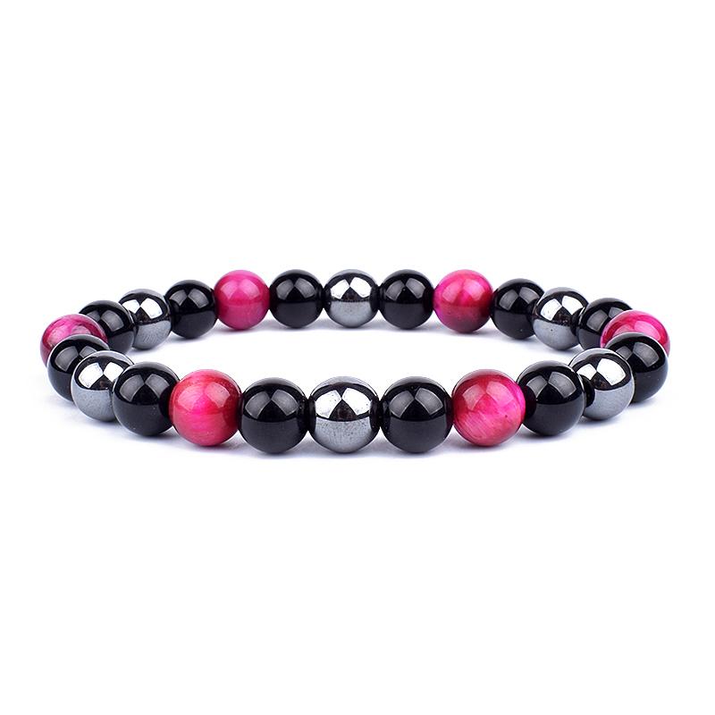 Натуральный черный обсидиан, гематит, тигровый глаз, бусины, браслеты, мужские браслеты для магнитной защиты здоровья, женские украшения для души, Pulsera Hombre
