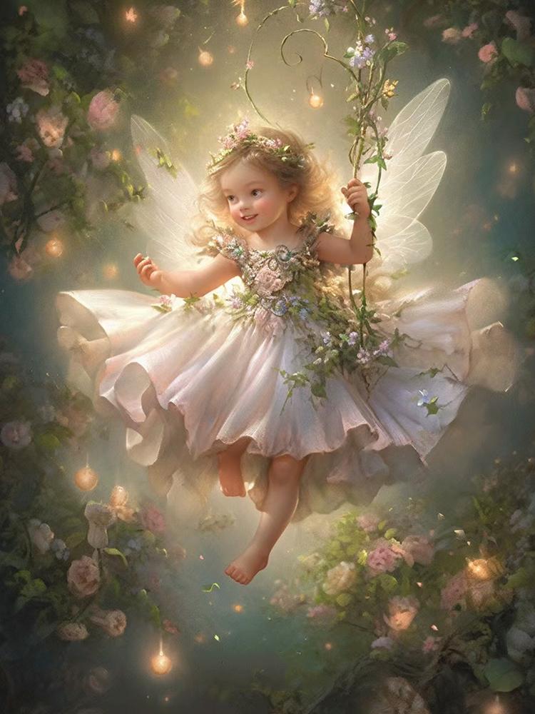 5d Diy Diamond Painting Cartoon Elf Full Round Round Diamond Mosaic Embroidery Elf Portrait Fantasy Art Home Decoration