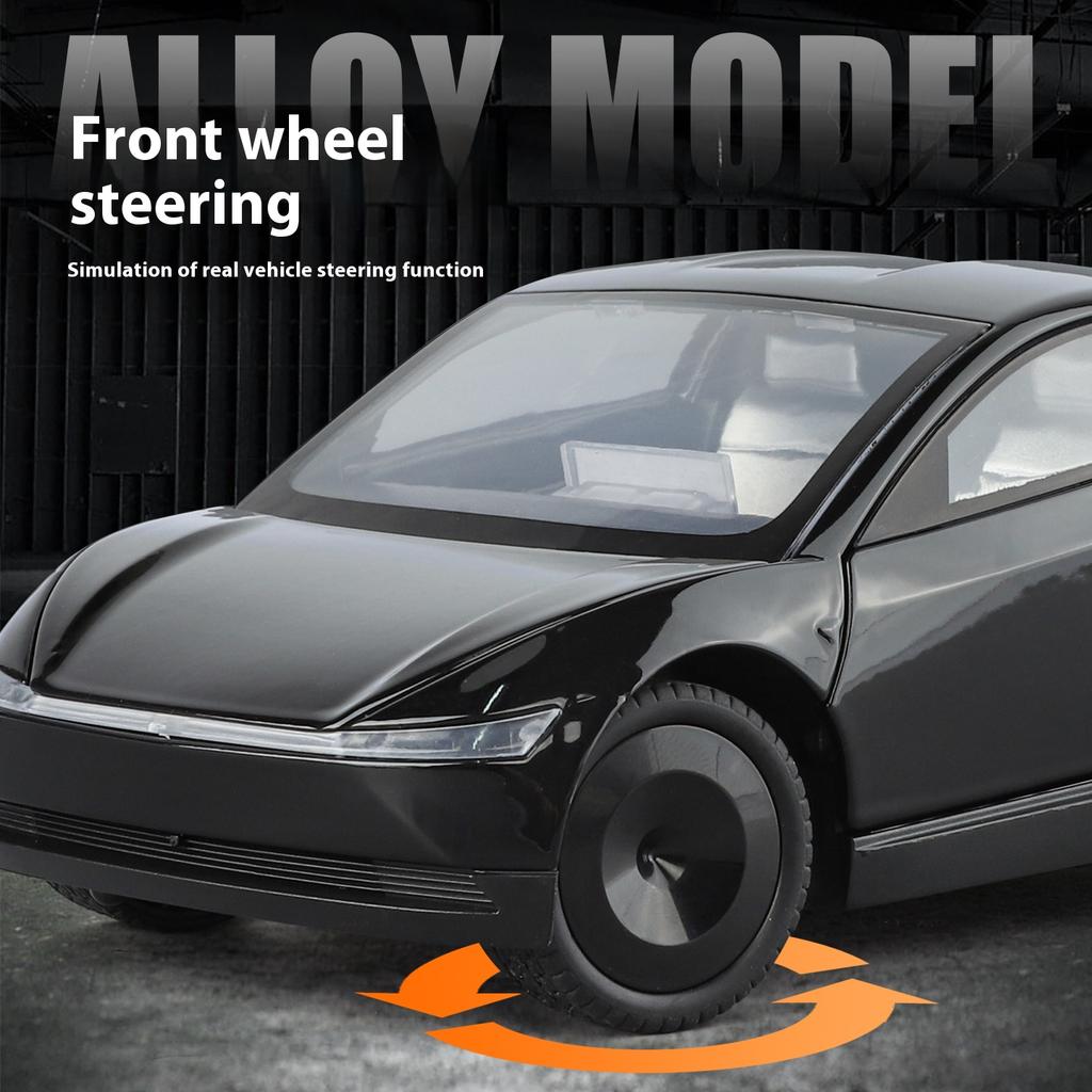 Крутая модель Tesla Robotaxi из сплава 1:24, Крутой звук и свет, Изысканные настольные украшения, Лучшая коллекция для энтузиастов моделей автомобилей