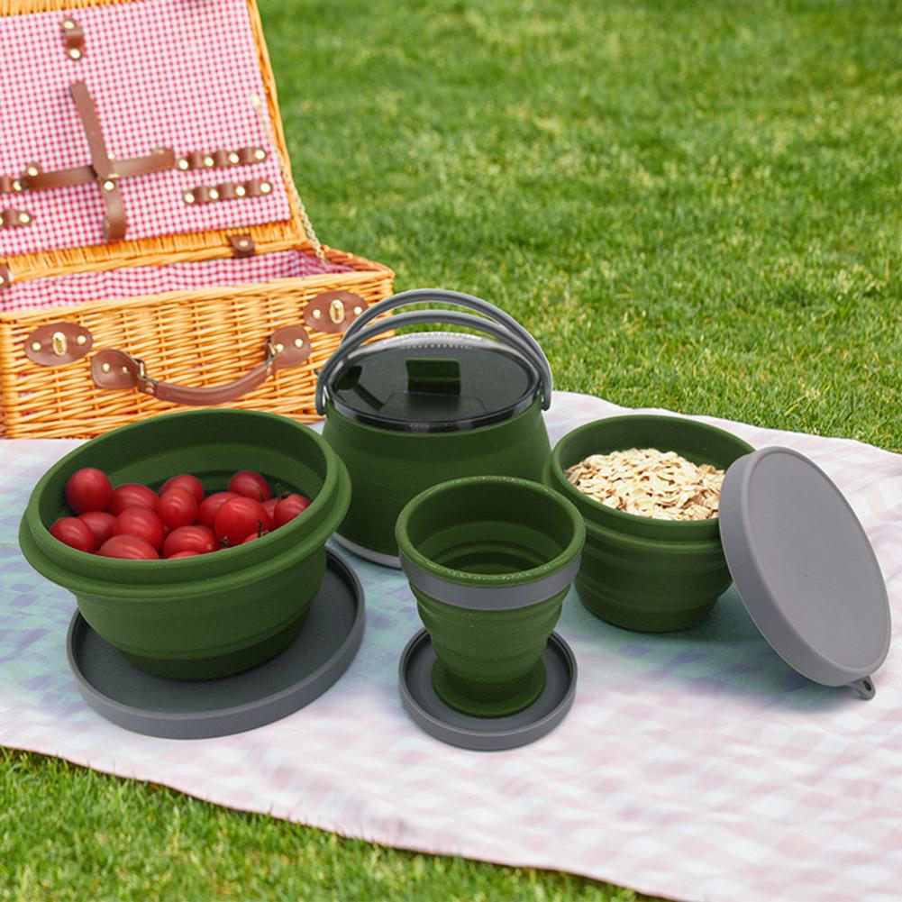 Silicone Folding Kettle, Camping Boiling Water Pot, Leak Proof Tea Coffee Cup and Mug, Heat Resistant Tableware for Outdoor