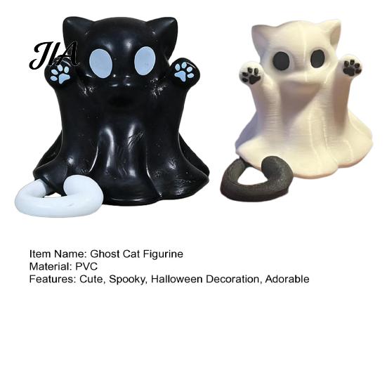 Lightweight Decorative Ghost Cat 2 Pcs Halloween Statue, Cute Figurine, Cartoon Unique Thanksgiving Gifts for Friends Mini Spooky Kitten Ornament Home