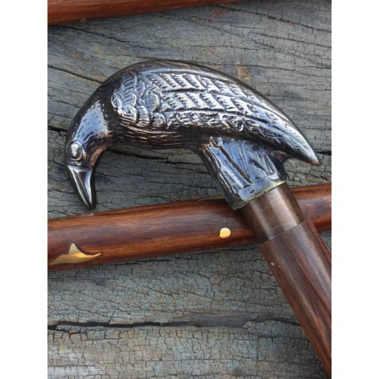 Старинная трость с вороньим дизайном, латунная ручка, деревянная прогулочная трость с антикварной отделкой и латунной отделкой, подарок