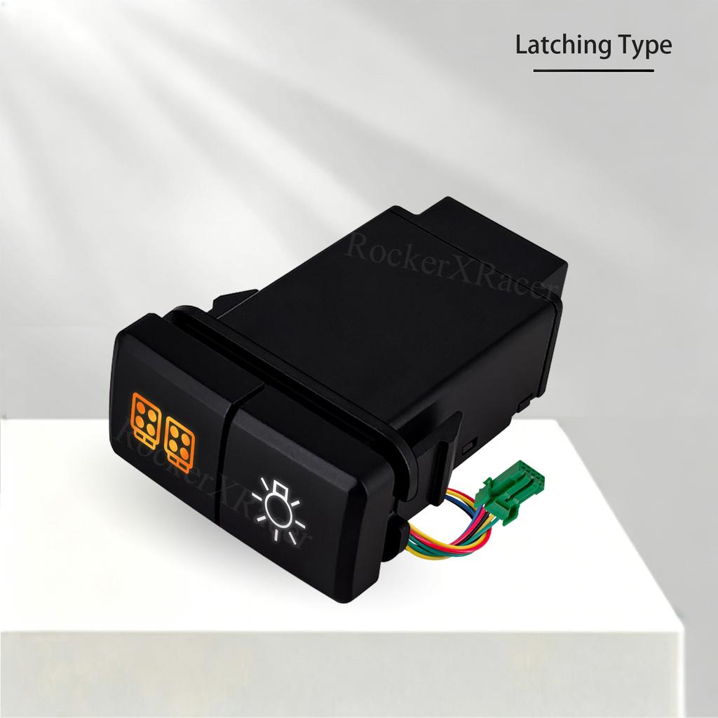 2 In 1 Dual Switch 12V LED Horizontal Push Button Front Rear Fog Seat Heater Lock For Toyota 4Runner FJ Landcruiser 100 Prado Battery Switches5
