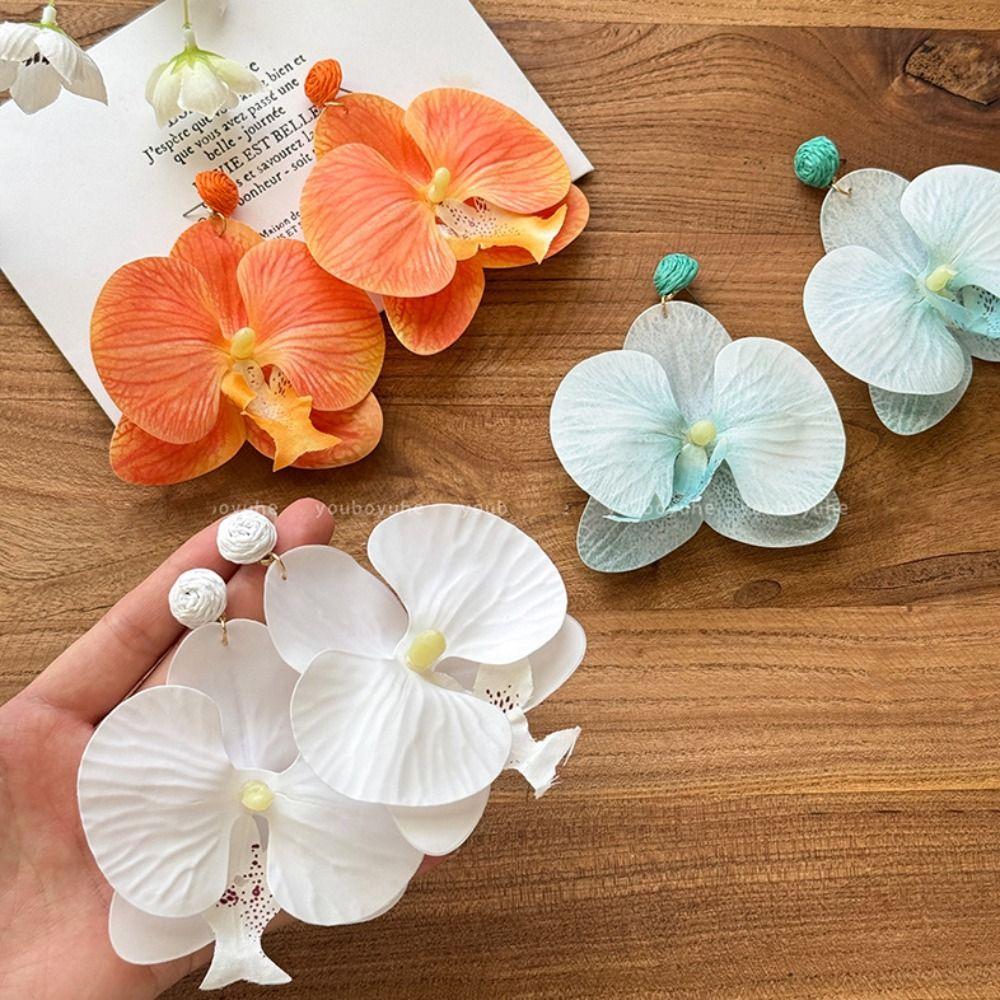 Zinc Zinc Alloy Butterfly Orchid Earrings Simulated Flower Flower Earrings Flower Drop Earrings Wedding