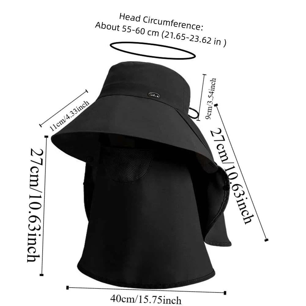 Sun Hat Anti-UV Mask Sunshade Shawl Cap Solid Color Portable Neck Protection Hat Polyester Wide-brimmed Picking Tea Hat Sport