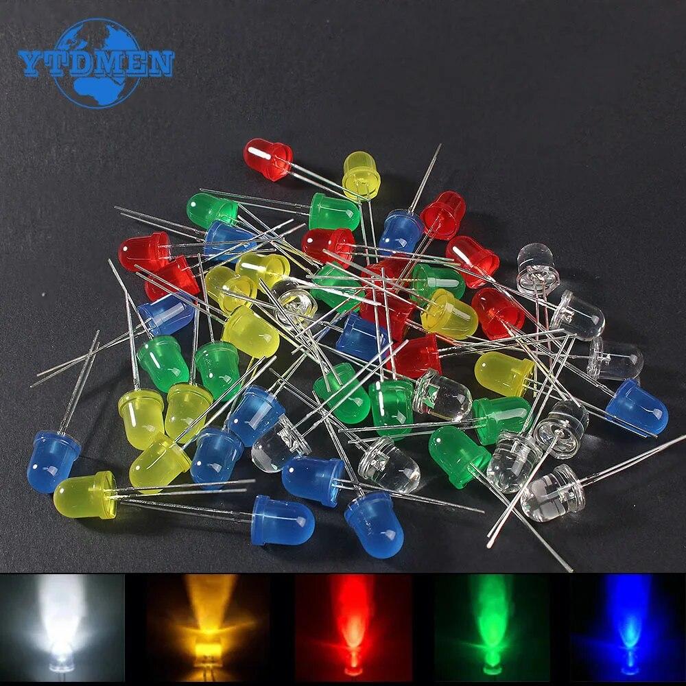 20 шт./50 шт. 8 мм светодиодный диод F8 в ассортименте, красный, зеленый, синий, желтый, белый, светодиоды «сделай сам»