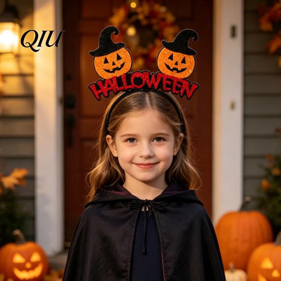 Holiday Hair Bands 8 Pcs Halloween Headband for Kids Adults, Glitter Pumpkin Party Decorations Eyeball Bat Hairband Costume, Cosplay Favors