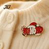 Christmas Theme Badge HOHOHO Enamel Brooch for Christmas, Santa Hat Candy Cane Clothes Alloy Pin, Decorative Holiday Sweaters Jackets Scarves