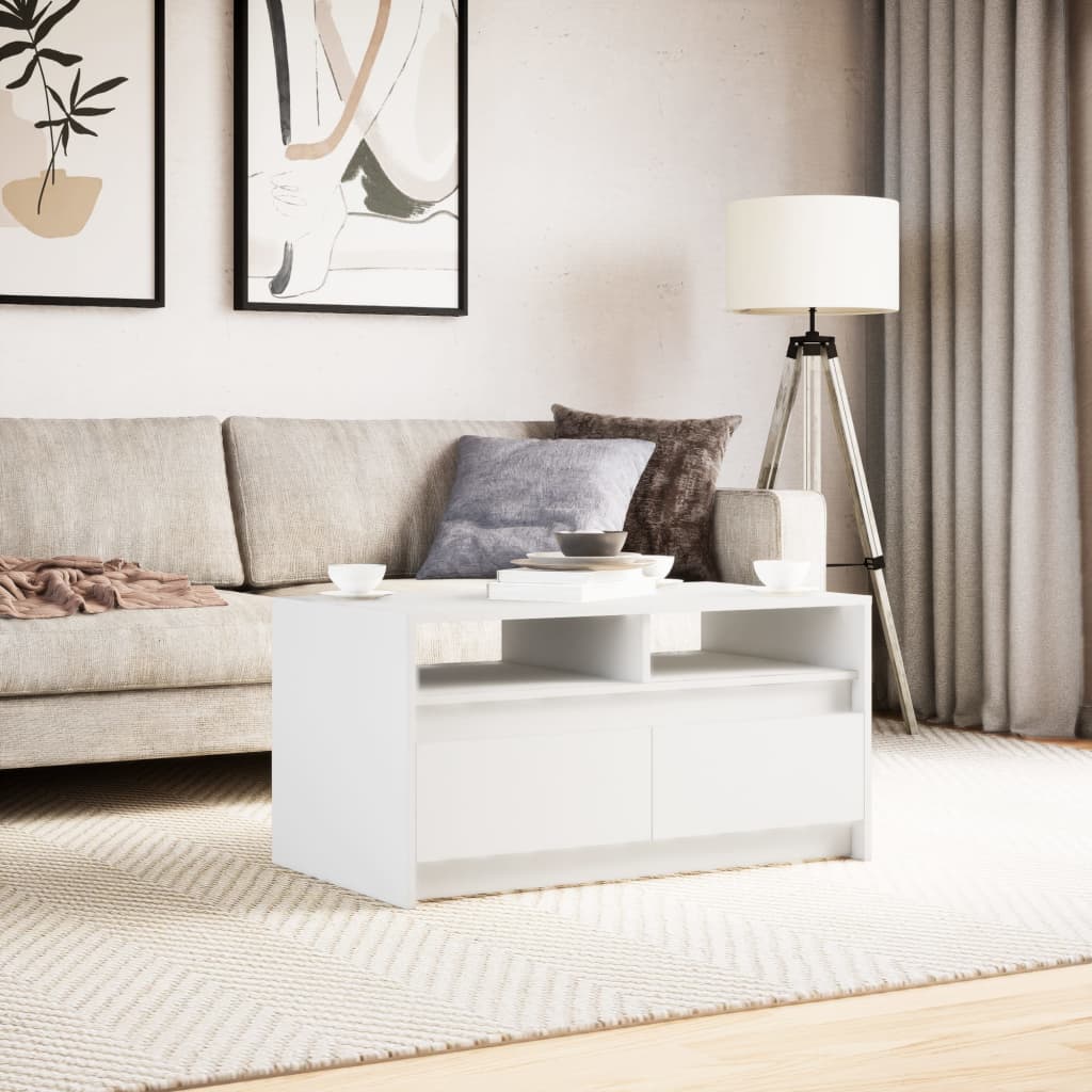 LED Coffee Table White Particleboard