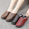 Cozy Winter Leather Home Slippers: Thick-Soled, Lightweight, Non-Slip, Comfortable & Warm PU Half Slippers for Moms