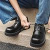 2024 нишевая обувь Дерби мужские британские универсальные черные туфли с круглым носком маленькие кожаные туфли увеличивающие рост студенческие повседневные туфли 57322-J