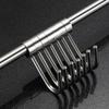 Stainless Steel Wall Mount Pot Pan Hanging Rack Kitchen Straight Bar Utensil Cookware with Sliding Hooks