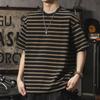 Striped Summer Round Neck American Trendy Short-sleeved T-shirt for Men New Loose Casual Short-sleeved Half-tee-shirt