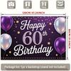2D 60th Birthday Banner Backdrop Purple Confetti Gold Star Party Background