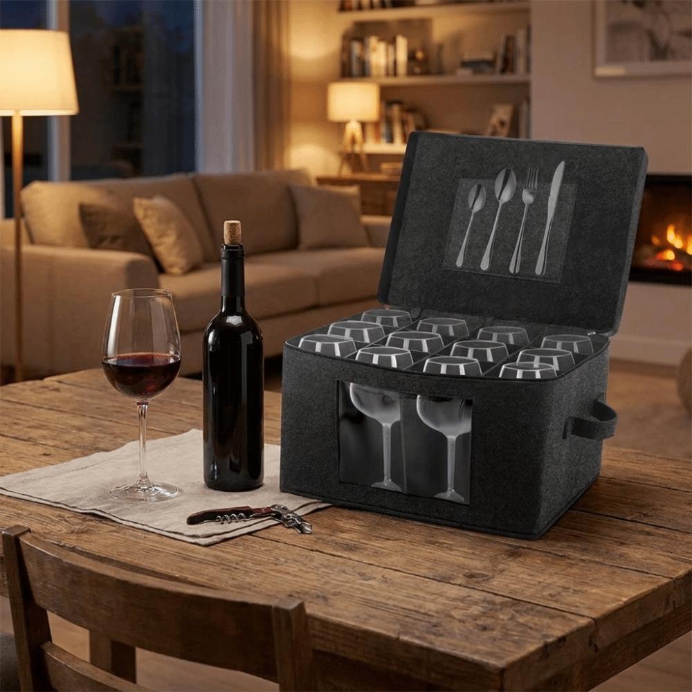 Hard Shell Wine Glass Storage Box Dust-proof Wine Glass Display Case Caterers